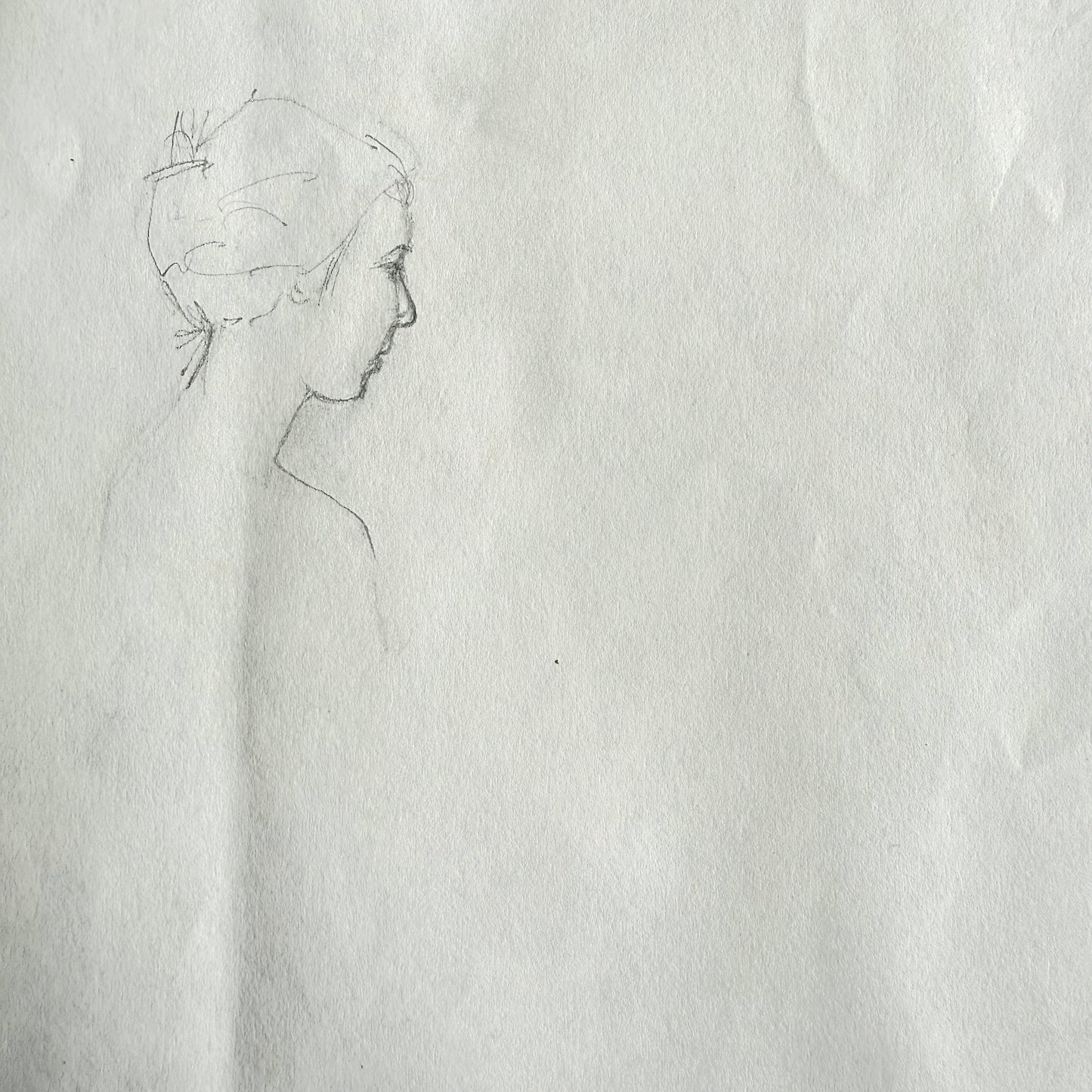 1950/60s An Ear Study - Gail Sudler Rockwell Pencil sketch of a woman on textured white paper