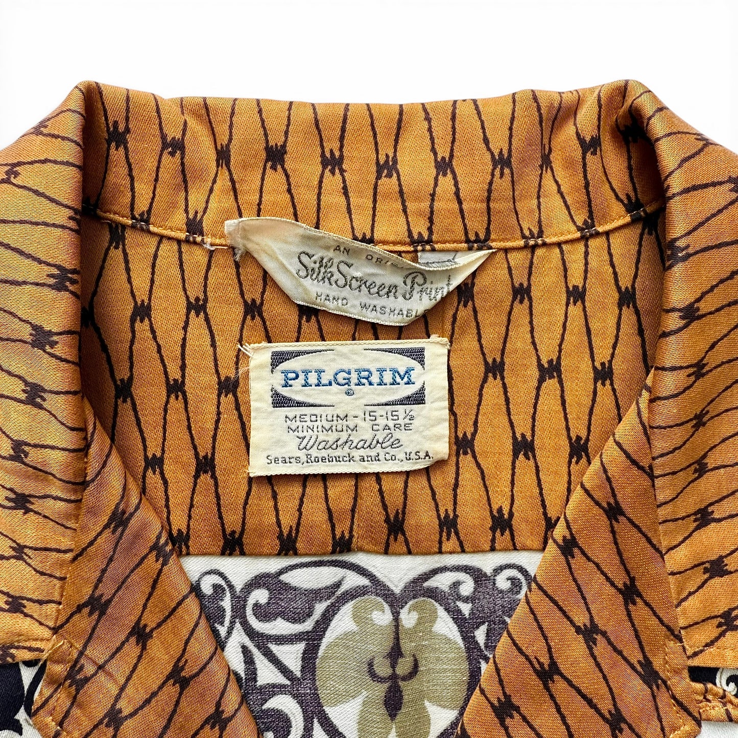 1950s Pilgrim (Sears) Rayon Border Print Sport Shirt