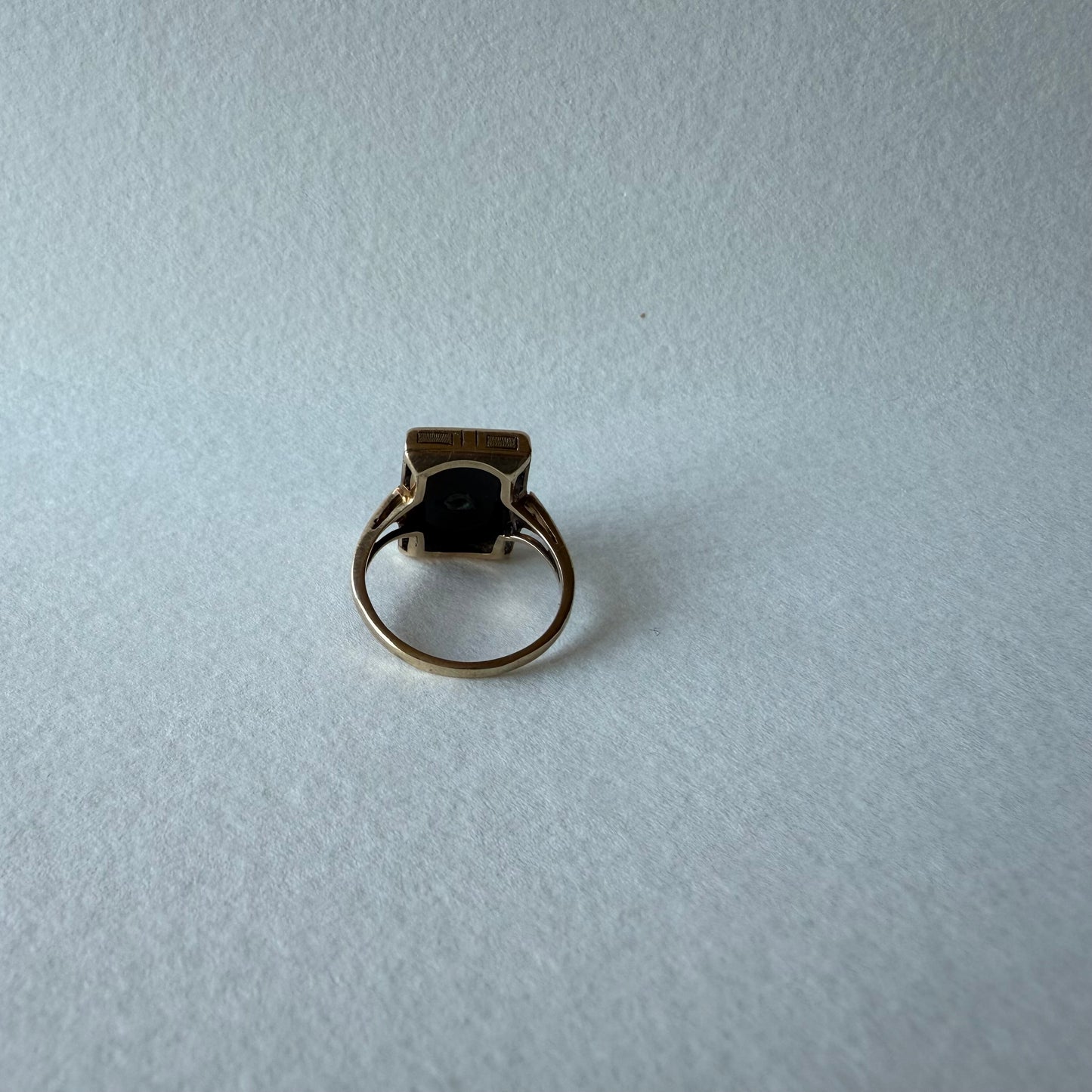 Victorian 10k Gold Onyx with Diamond Ring Size 6