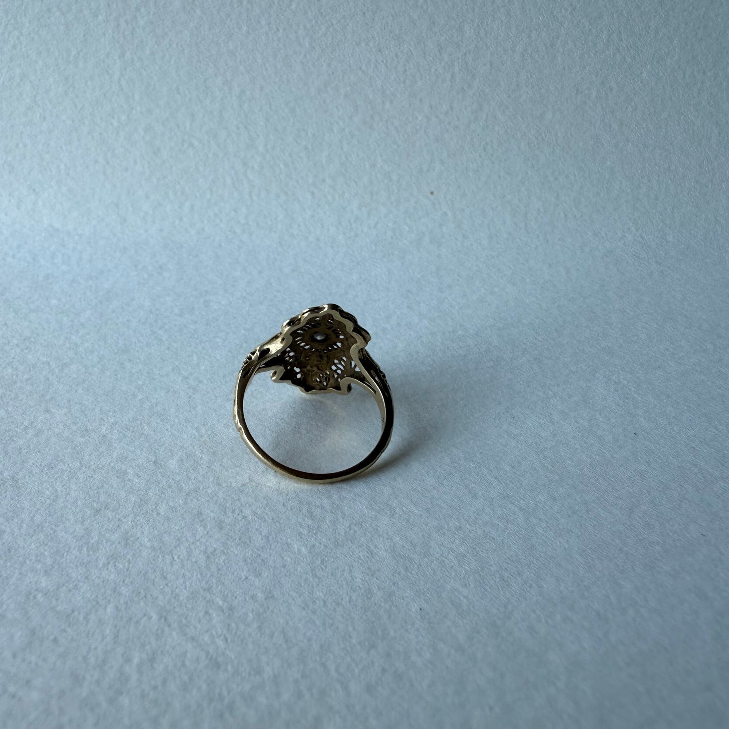 Art Deco 14k Gold Filigree with .15ct Diamond Ring Size 6