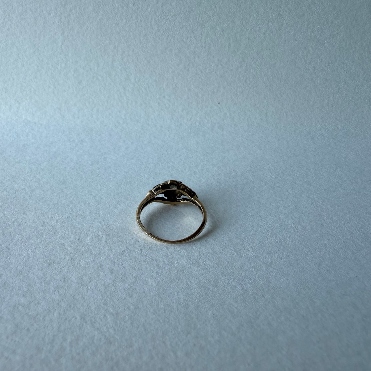 Art Deco Two Tone 14k Gold .10ct Old Cut Diamond Ring Size 4.5