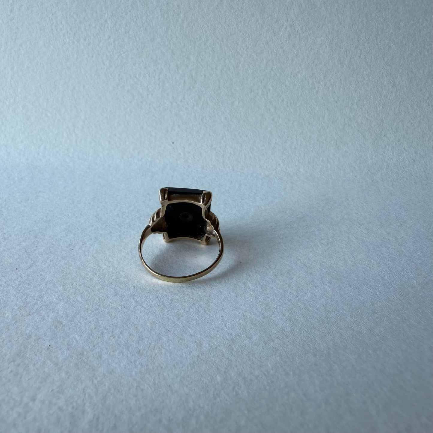 Victorian 10k Gold Onyx with Diamond Ring Size 7