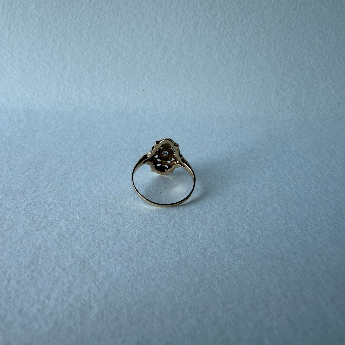 14k Yellow Gold Filigree Single Cut Diamond Ring Size 6