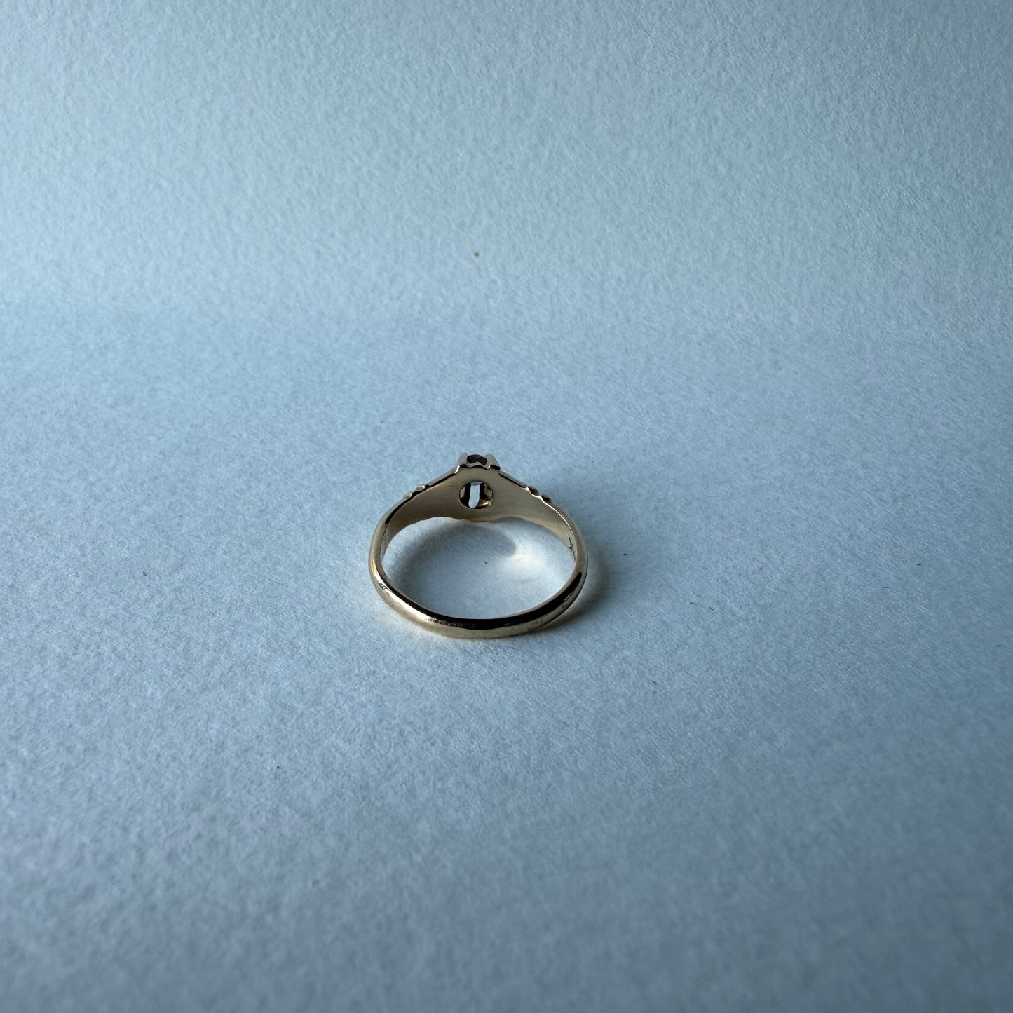 Victorian Belcher Ring 14k Gold .20 ct Old Mine Cut Diamond Size 7.5