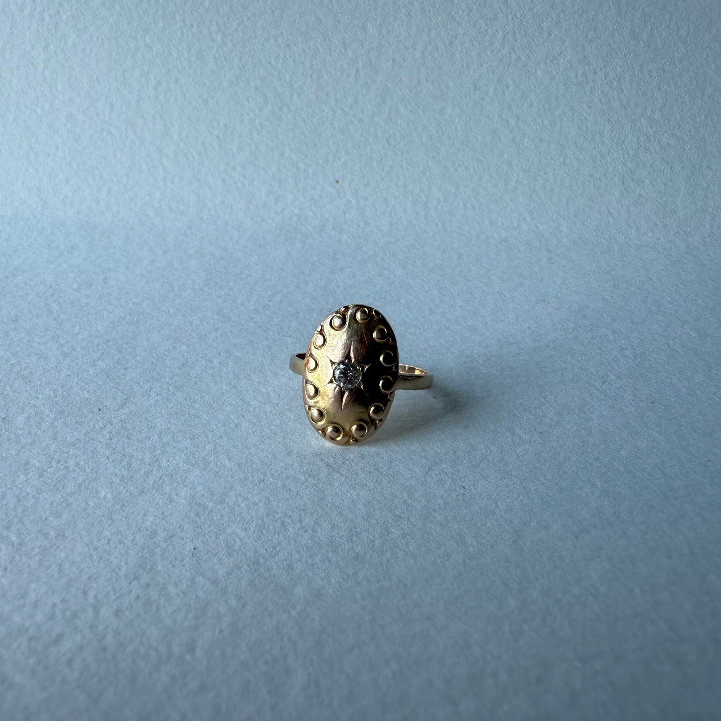 Antique Art Nouveau 14k Yellow Gold Starburst .25ct Diamond Ring Sz 6.5