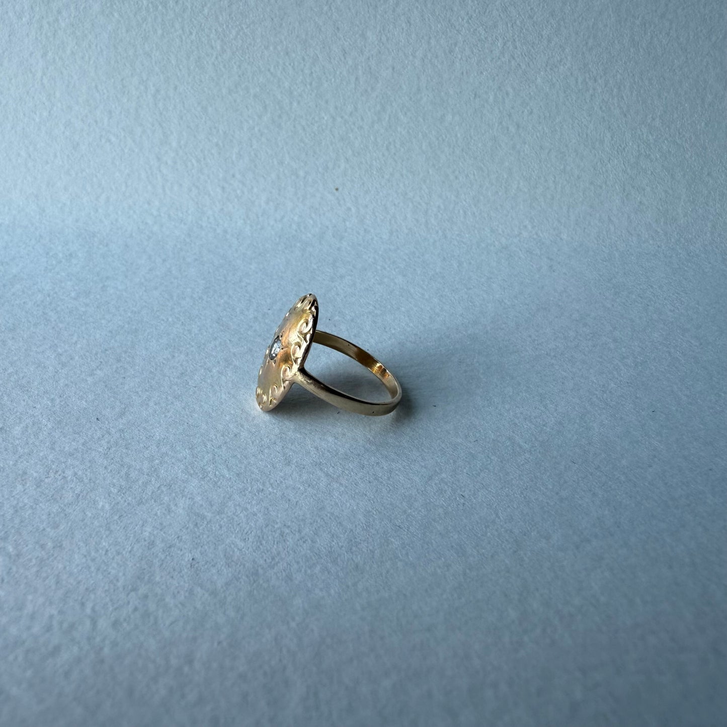 Antique Art Nouveau 14k Yellow Gold Starburst .25ct Diamond Ring Sz 6.5