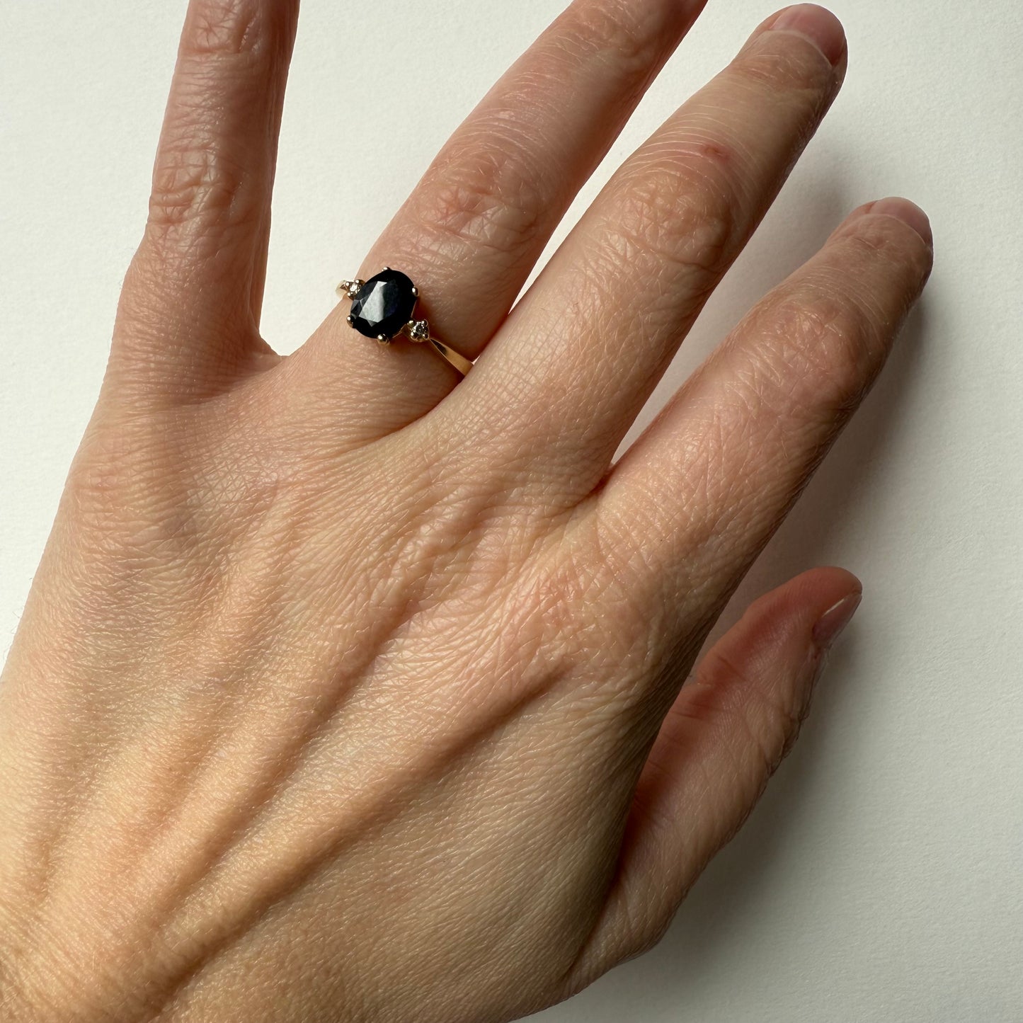 Oval Sapphire with Diamond Accent Engagement Ring Size 6.5