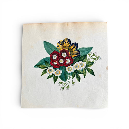 1845 Floral Watercolor and Gouache Floral design on a textured white background
