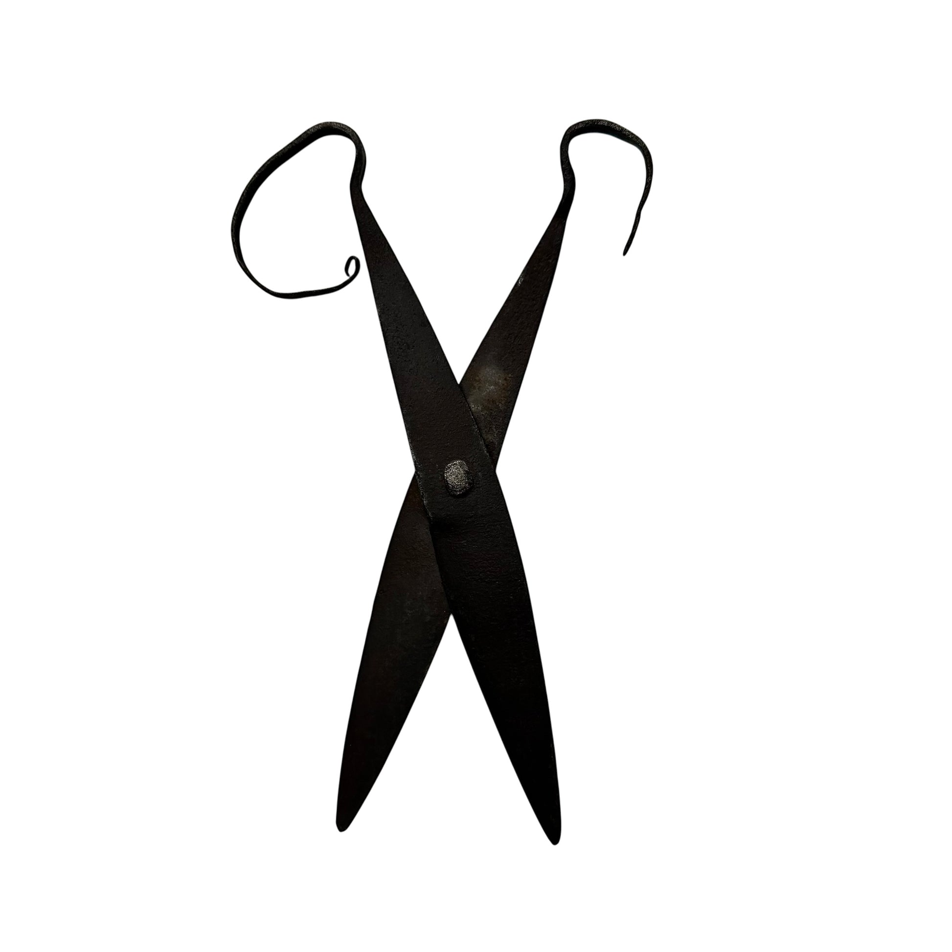 18th Century Hand-Forged Scissor backside of scissors on a white background