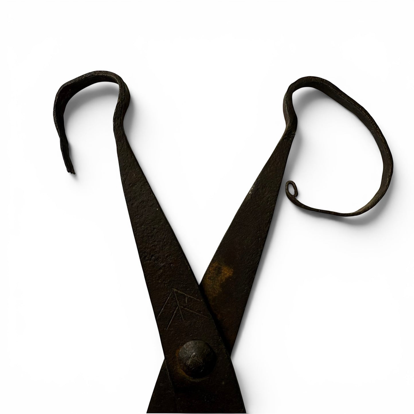 18th Century Hand-Forged Scissor Pair of scissors on a white background