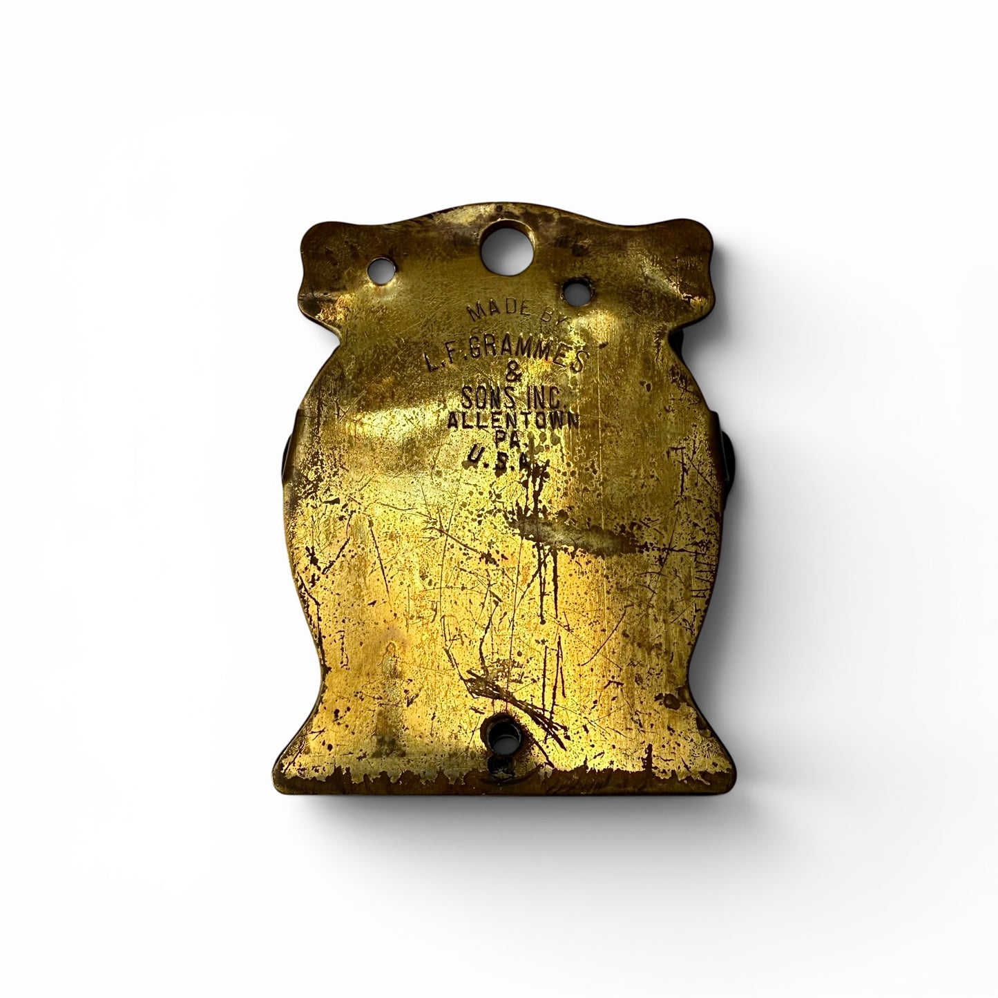 1920s "Insurance" Brass Advertising Paper Clip Gold-colored metal object with engraved text on a white background