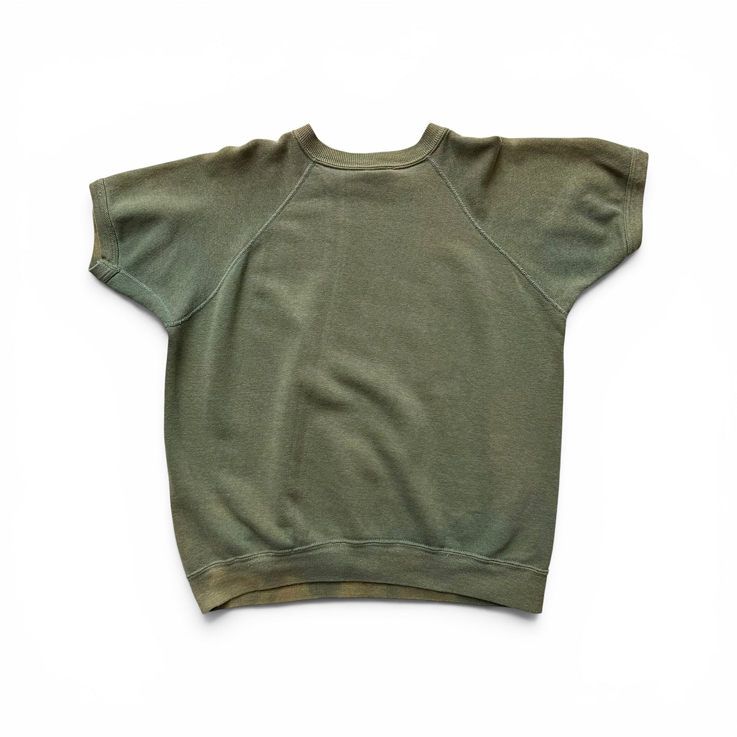 1950/1960s Camp Widjwagan (YMCA) Short Sleeve Sweatshirt Green sleeveless sweatshirt on a white background
