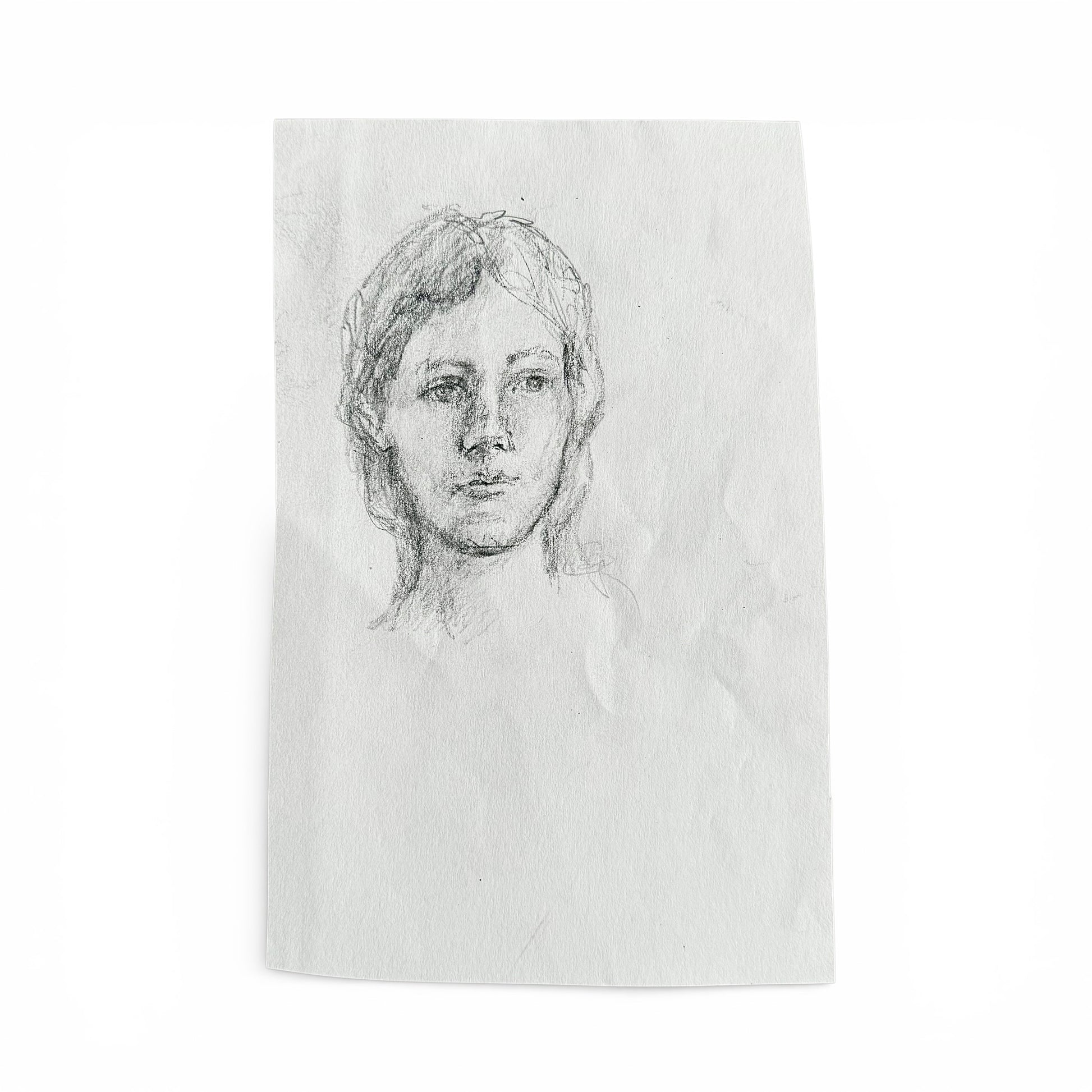 1950/60s Artist Self Portrait - Gail Sudler Rockwell Sketch of a person's head on a white background