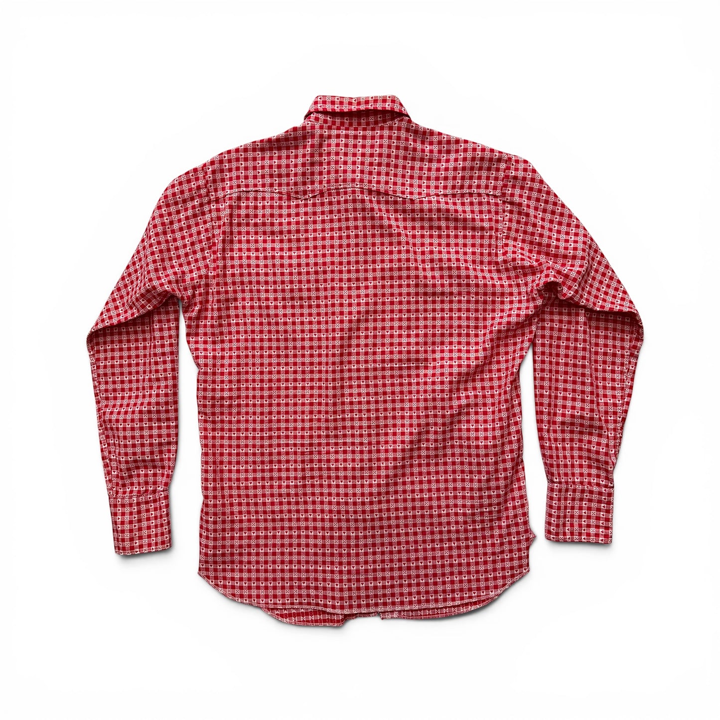 1960s Levi's Saddleman Western Shirt Red and white checkered shirt on a white background