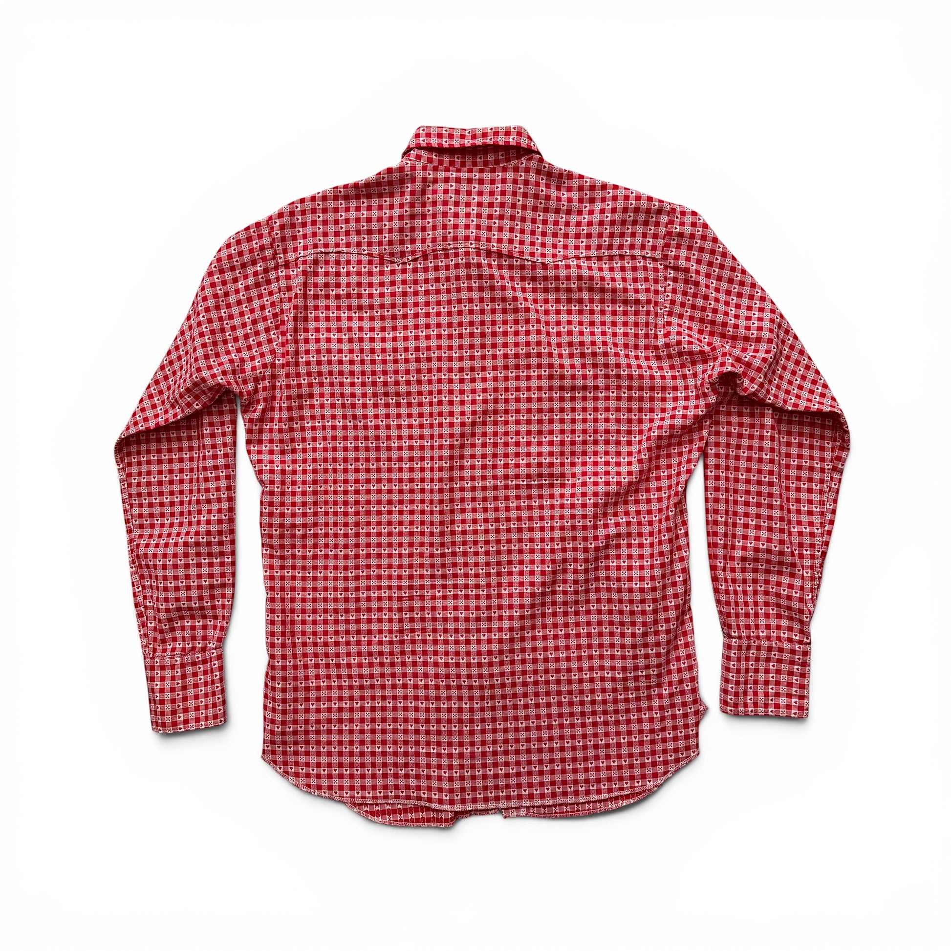 1960s Levi's Saddleman Western Shirt Red and white checkered shirt on a white background