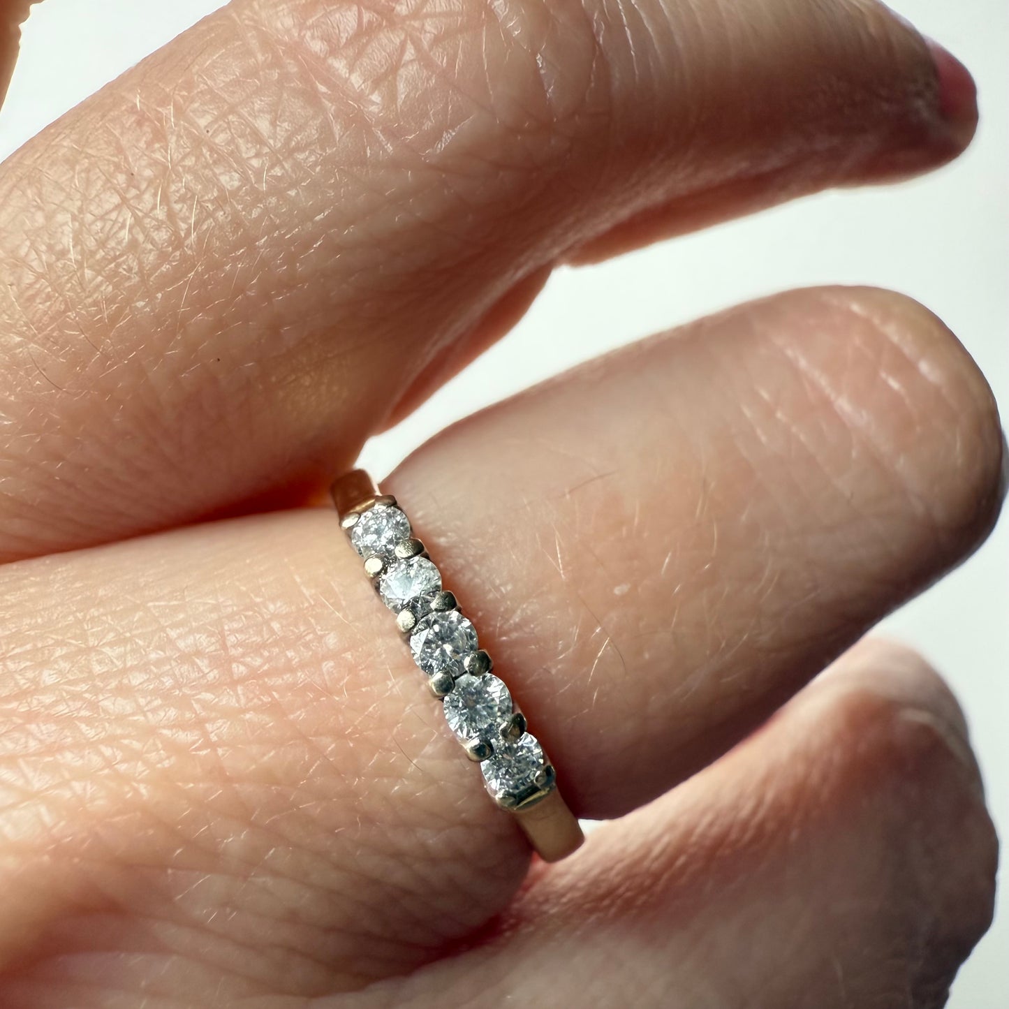 5 Diamond .25ctw 14k Yellow Gold Stacker Ring Size 6.75