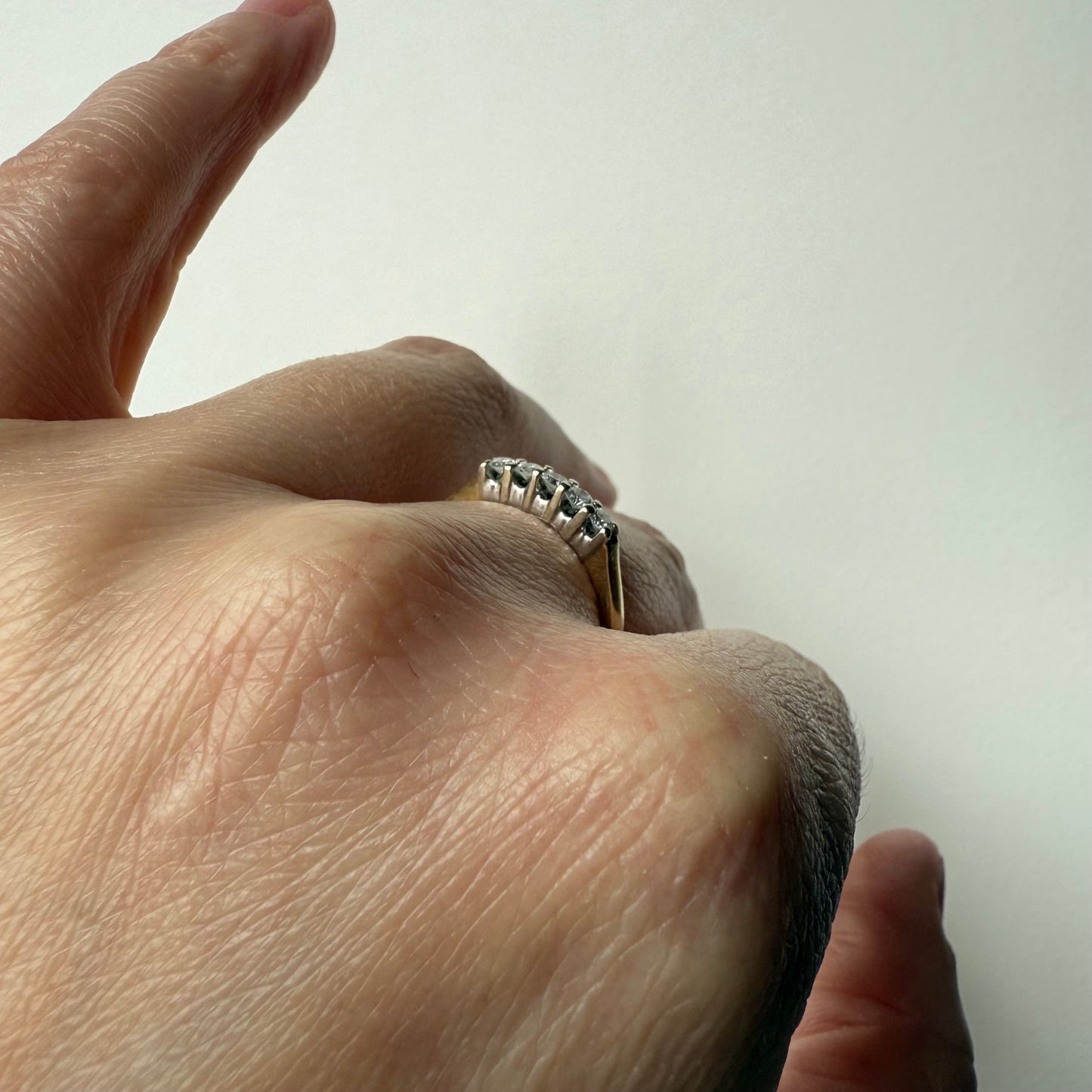 5 Diamond .25ctw 14k Yellow Gold Stacker Ring Size 6.75