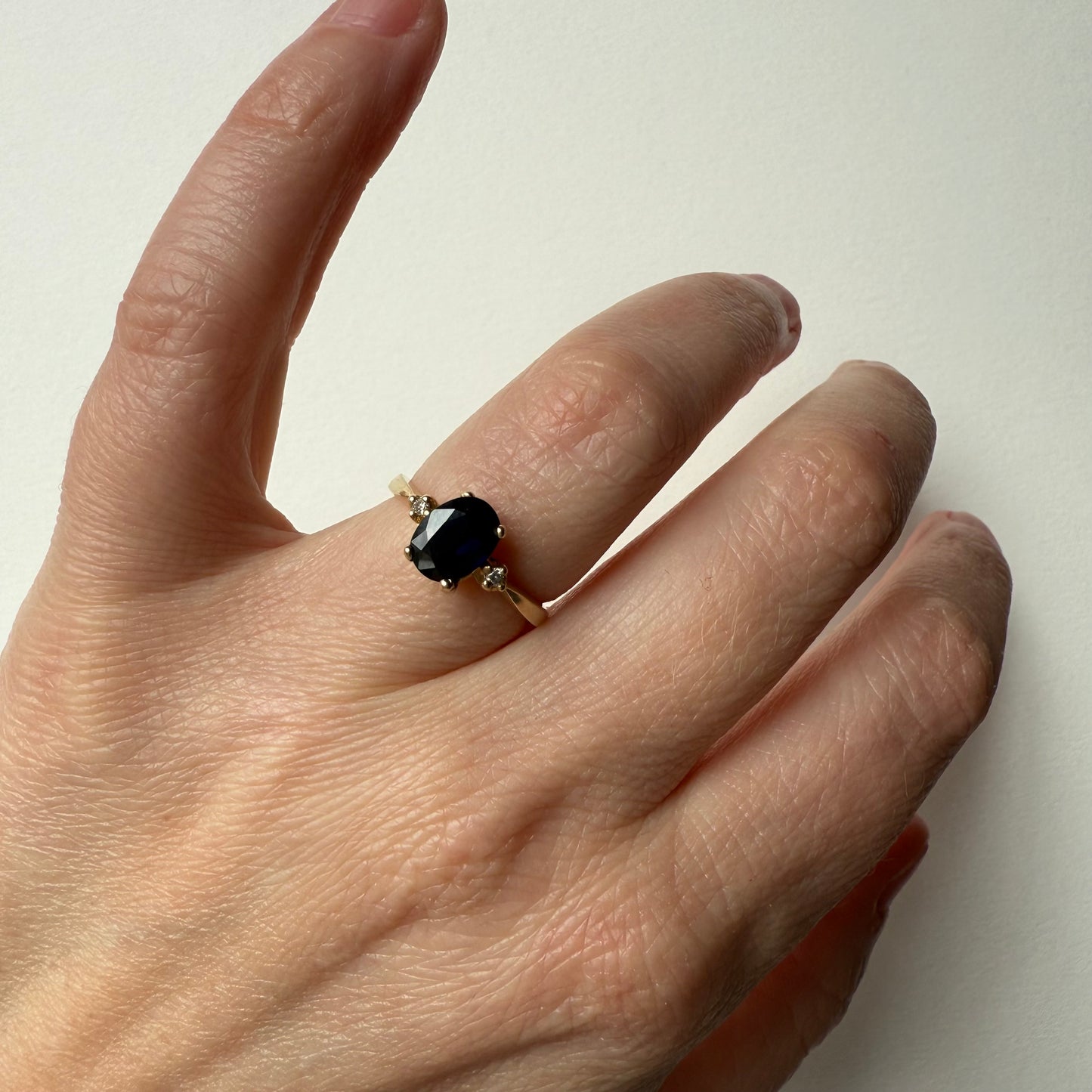 Oval Sapphire with Diamond Accent Engagement Ring Size 6.5