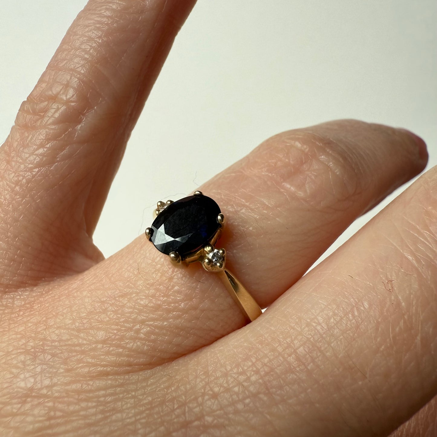 Oval Sapphire with Diamond Accent Engagement Ring Size 6.5