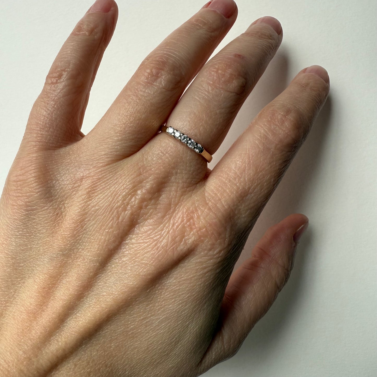 5 Diamond .25ctw 14k Yellow Gold Stacker Ring Size 6.75