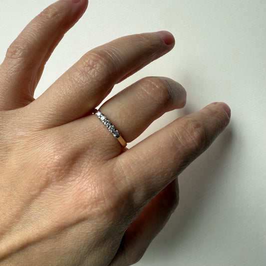 5 Diamond .25ctw 14k Yellow Gold Stacker Ring Size 6.75