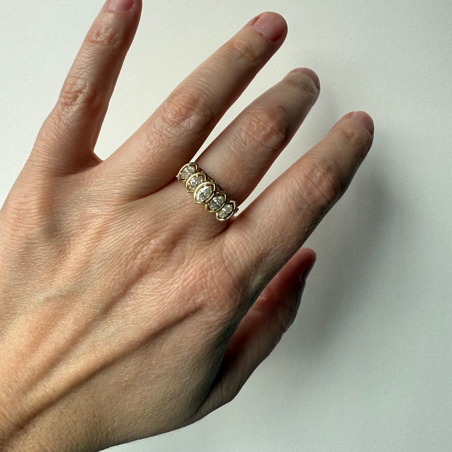 1ctw Natural Marquise Diamond 14K Yellow Gold Ring Size 8.75