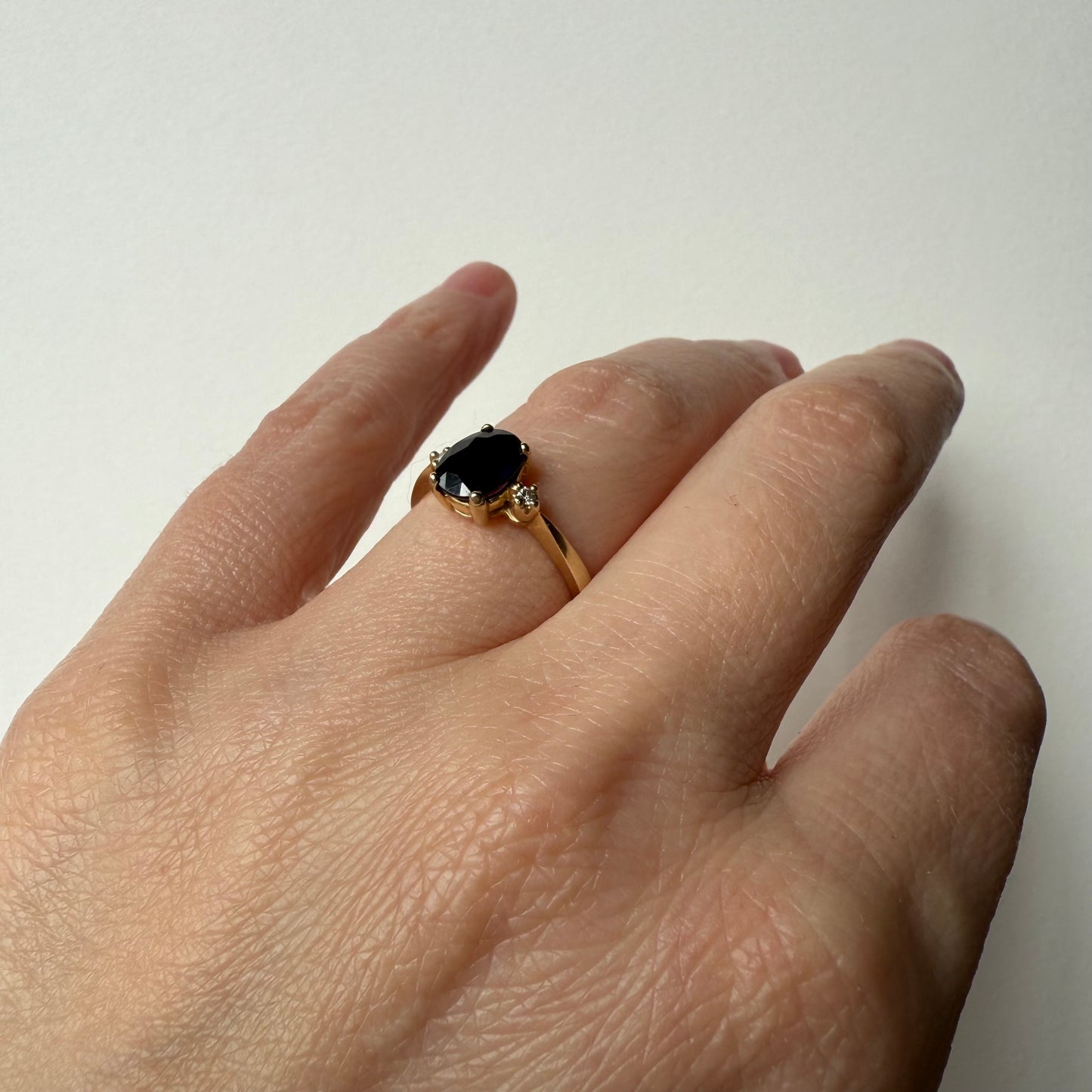 Oval Sapphire with Diamond Accent Engagement Ring Size 6.5