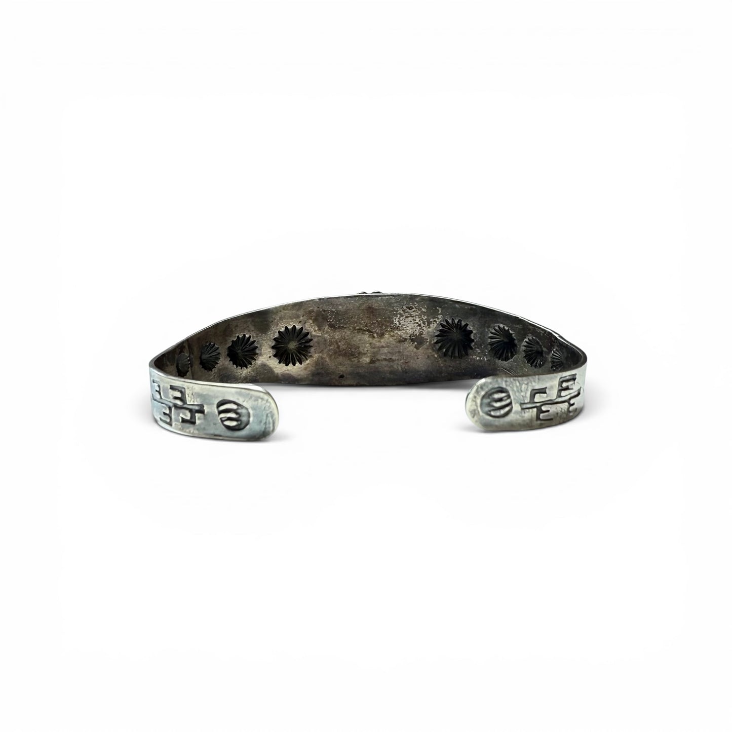 ca. 1940s Diné (Navajo) Silver & Turquoise Stamped Bracelet
