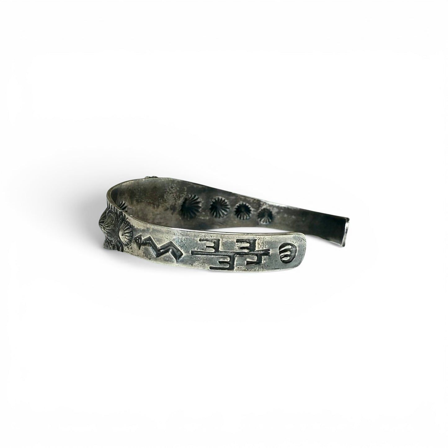 ca. 1940s Diné (Navajo) Silver & Turquoise Stamped Bracelet