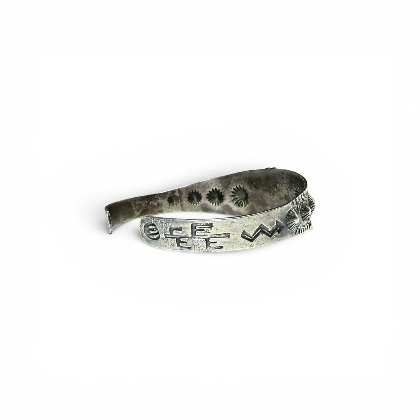 ca. 1940s Diné (Navajo) Silver & Turquoise Stamped Bracelet