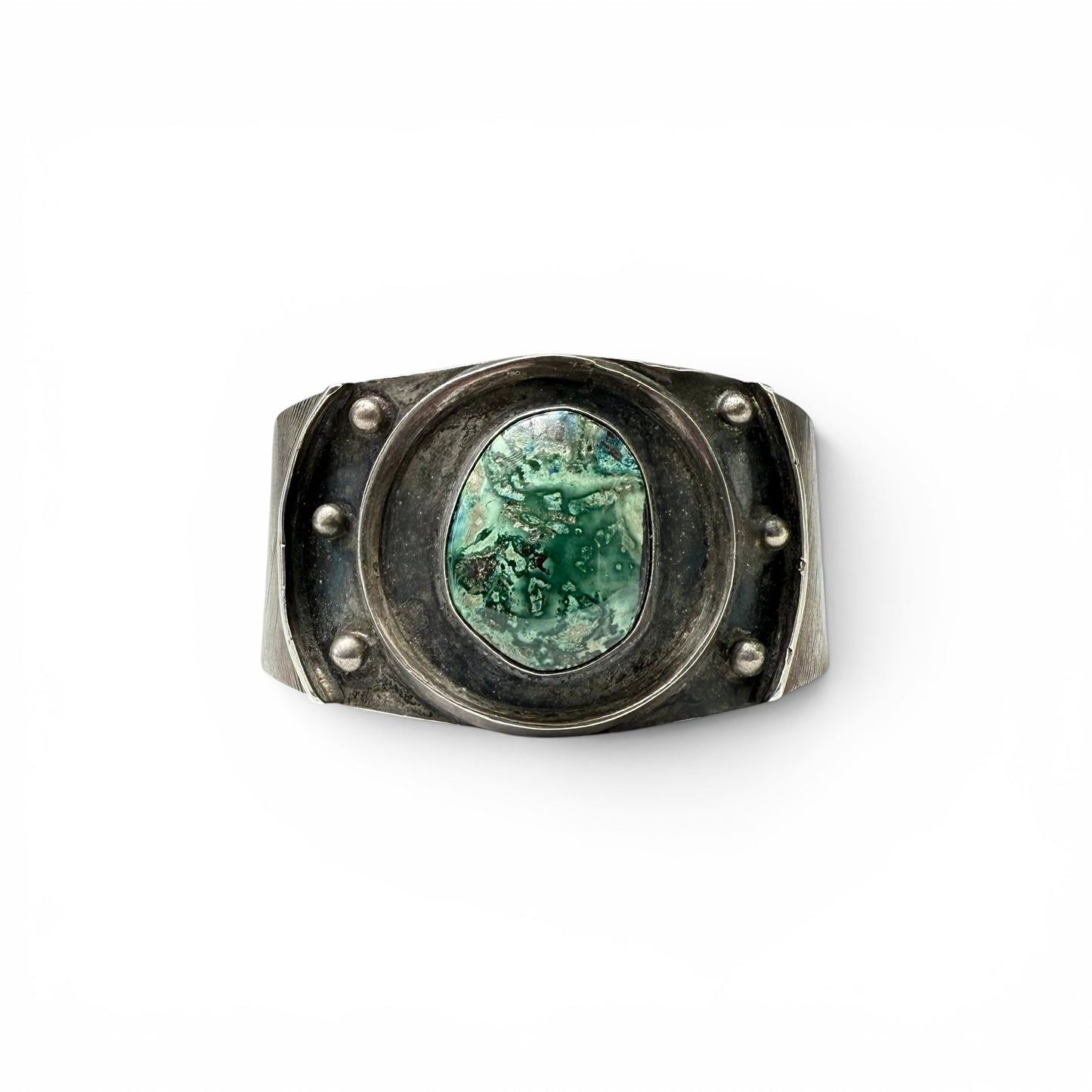 Early 20th Century Diné (Navajo) Ingot Silver & Damele Turquoise Cuff