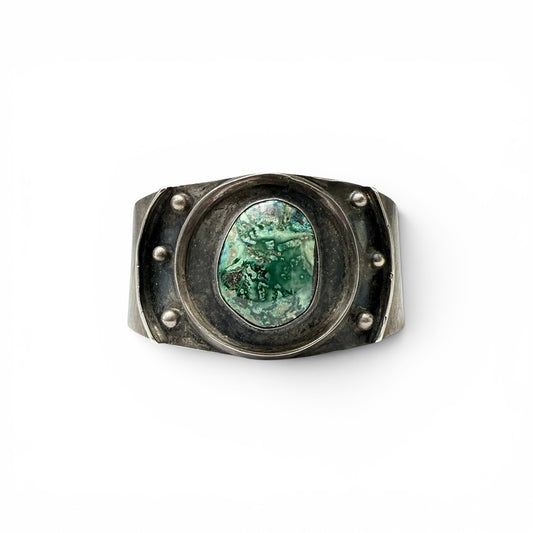 Early 20th Century Diné (Navajo) Ingot Silver & Damele Turquoise Cuff