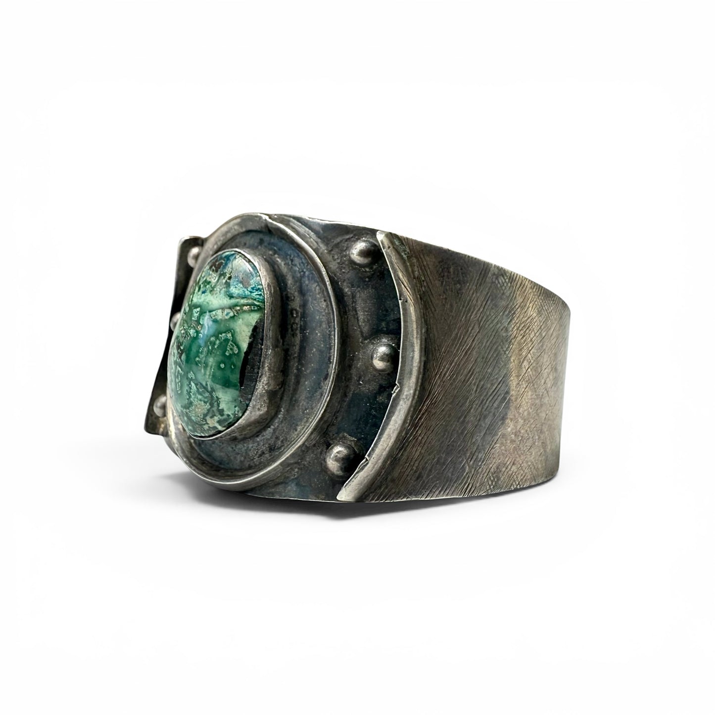 Early 20th Century Diné (Navajo) Ingot Silver & Damele Turquoise Cuff