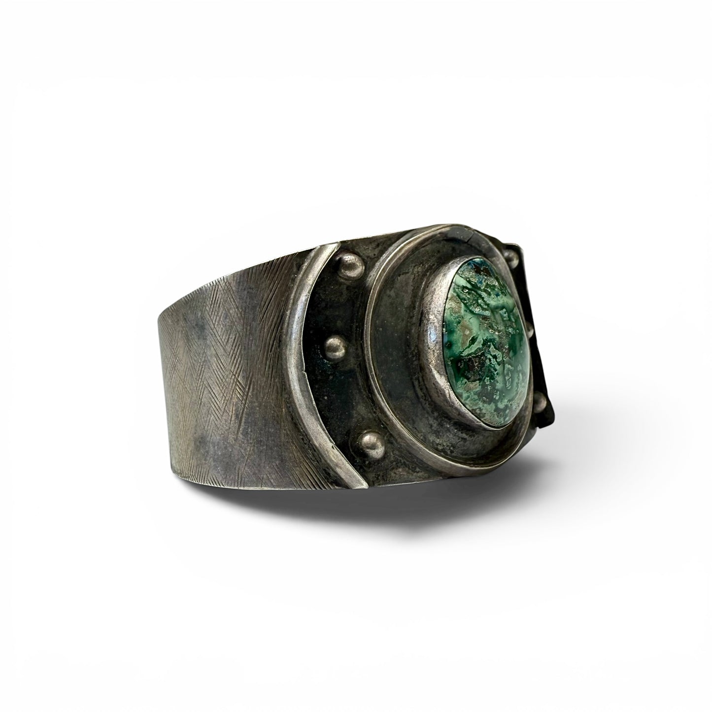Early 20th Century Diné (Navajo) Ingot Silver & Damele Turquoise Cuff