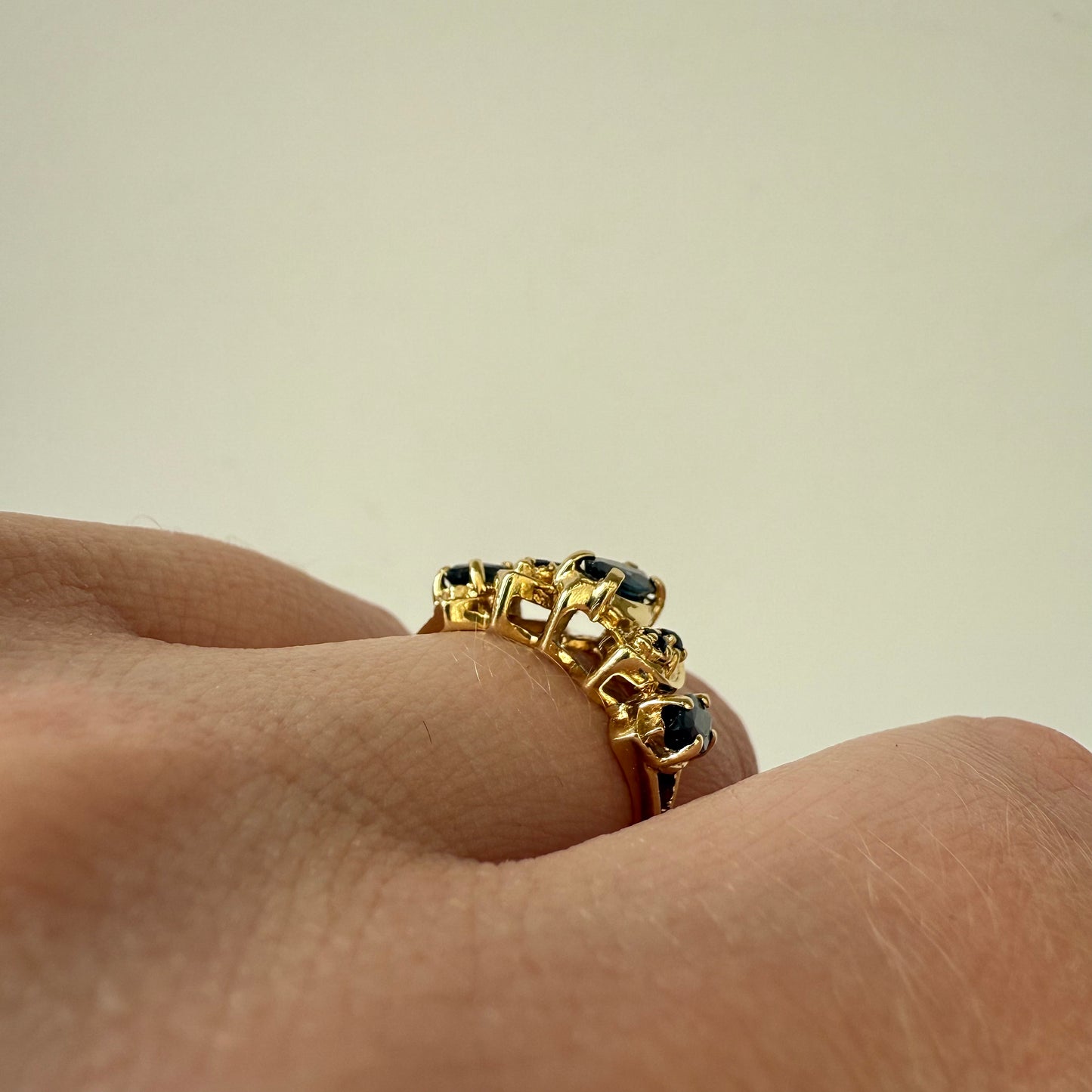 14k Plumb Gold Marquise Sapphire Ring Size 6.25