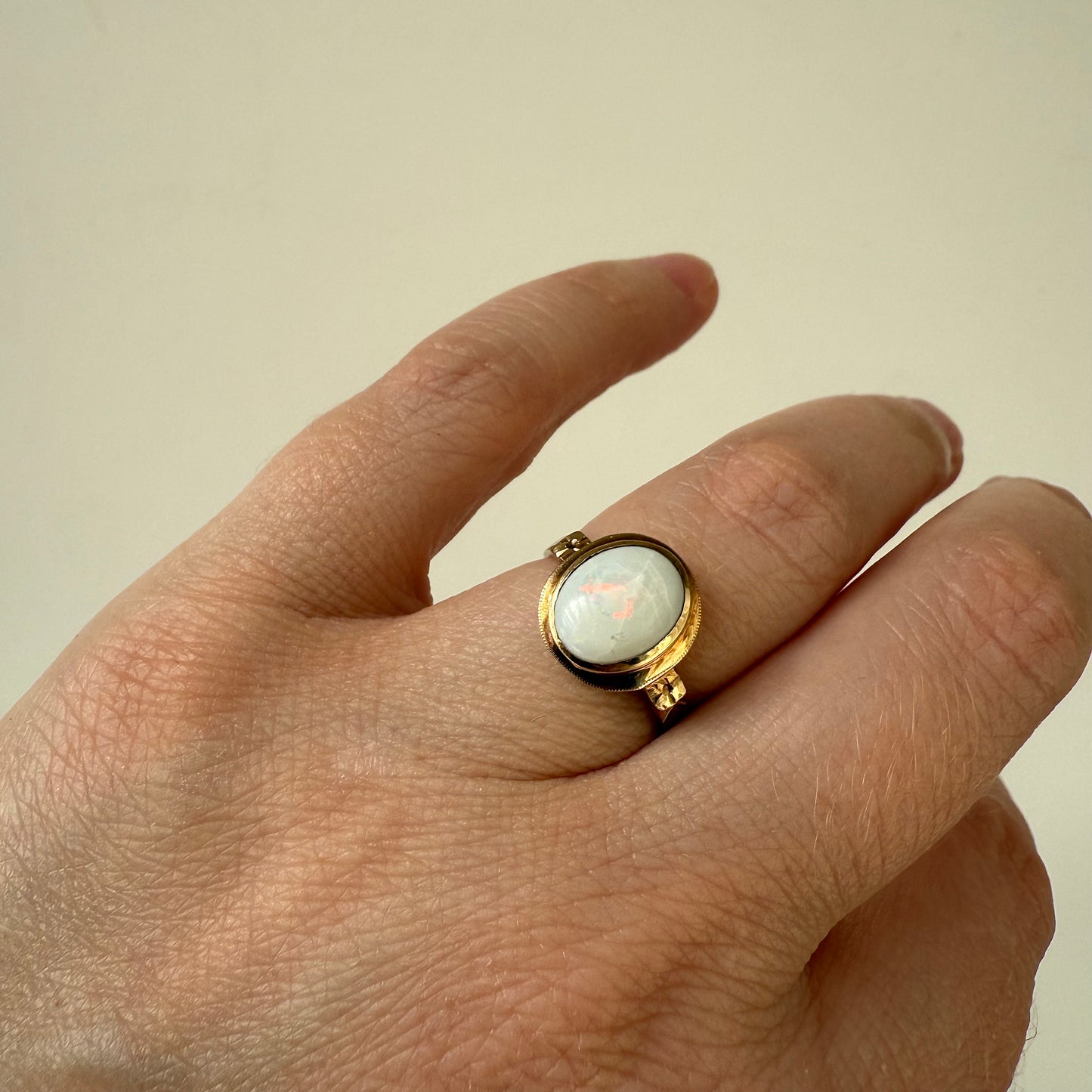 Victorian 10k Yellow Gold Opal Ring Size 6