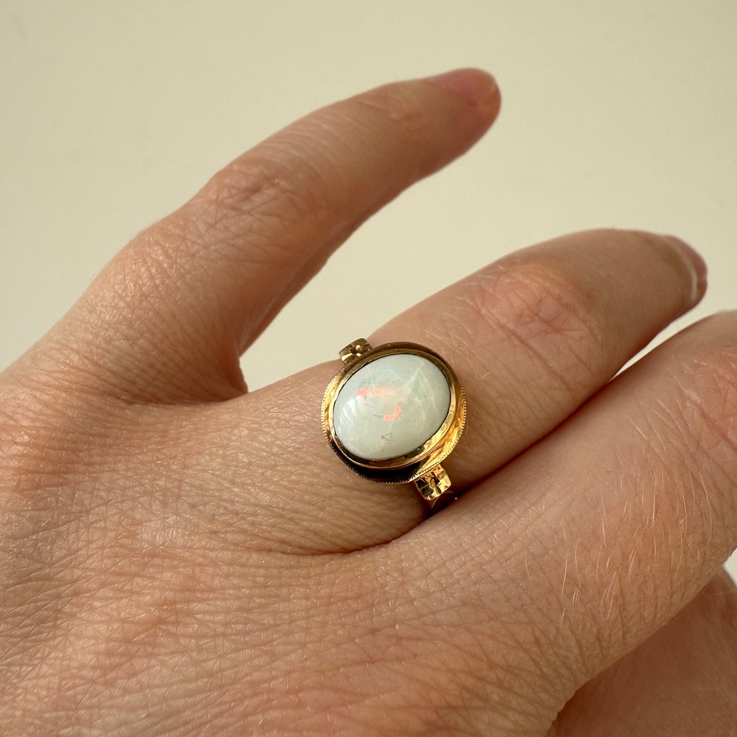Victorian 10k Yellow Gold Opal Ring Size 6