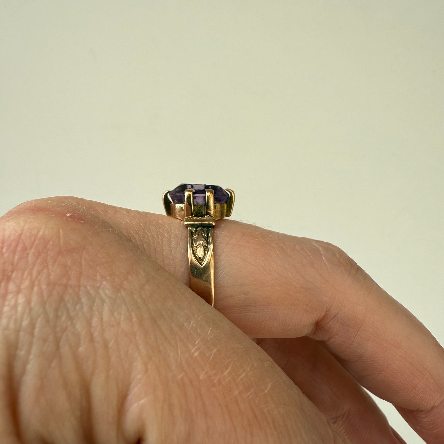 Victorian 14k "Rose of Sharon" Amethyst Ring Size 9