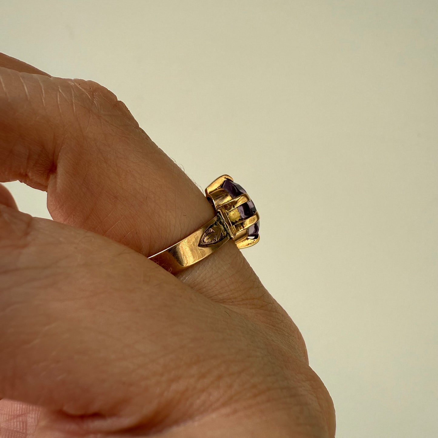 Victorian 14k "Rose of Sharon" Amethyst Ring Size 9