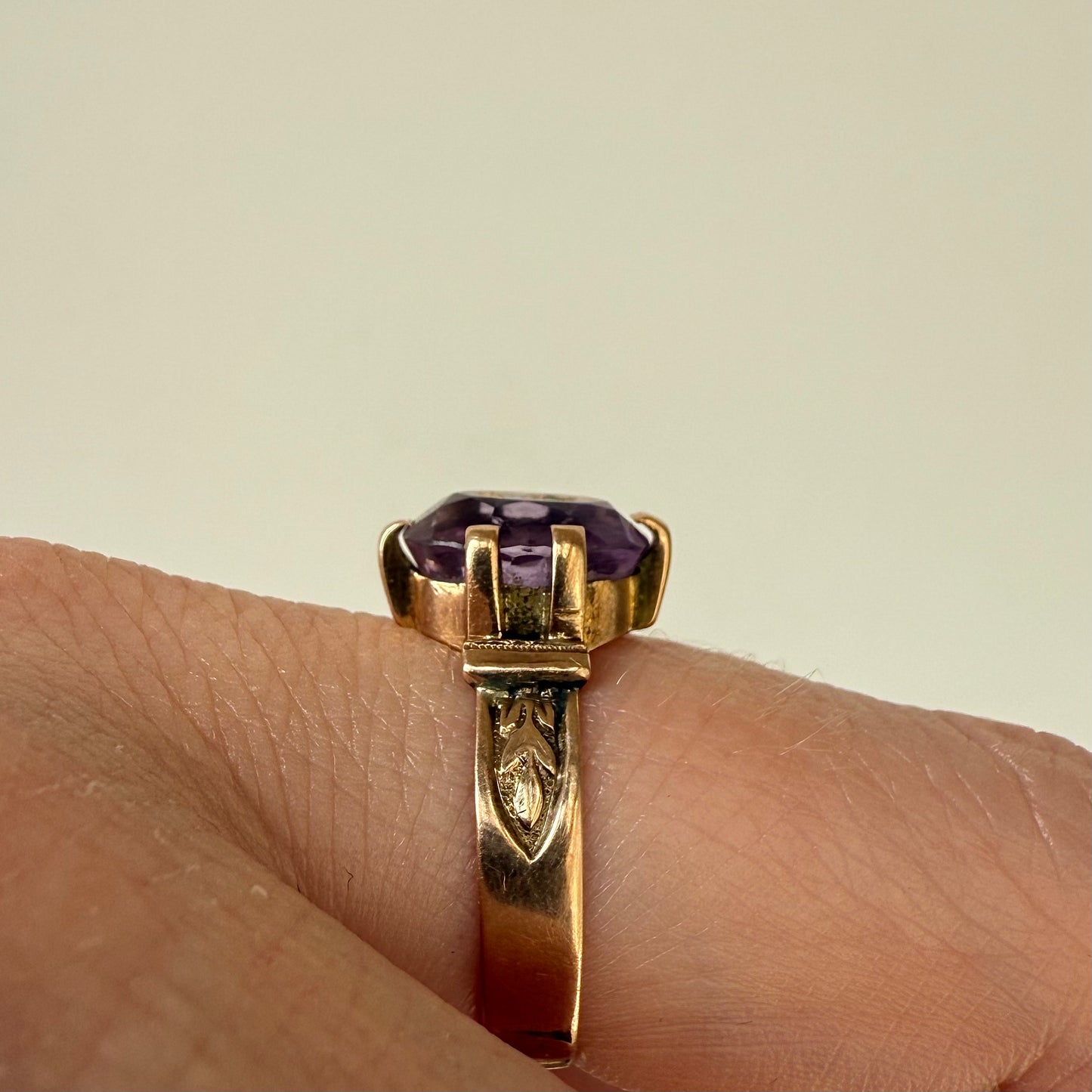 Victorian 14k "Rose of Sharon" Amethyst Ring Size 9