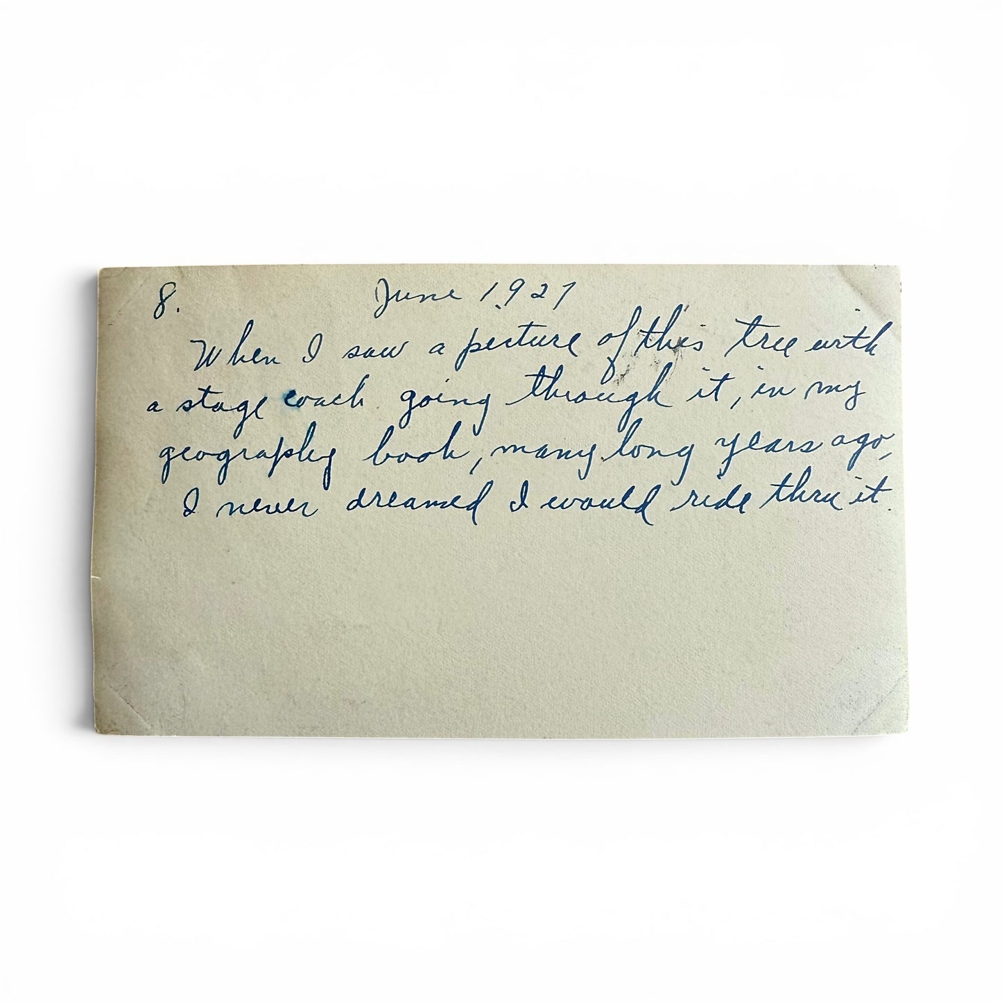 Handwritten text on the back of a photo with a white background