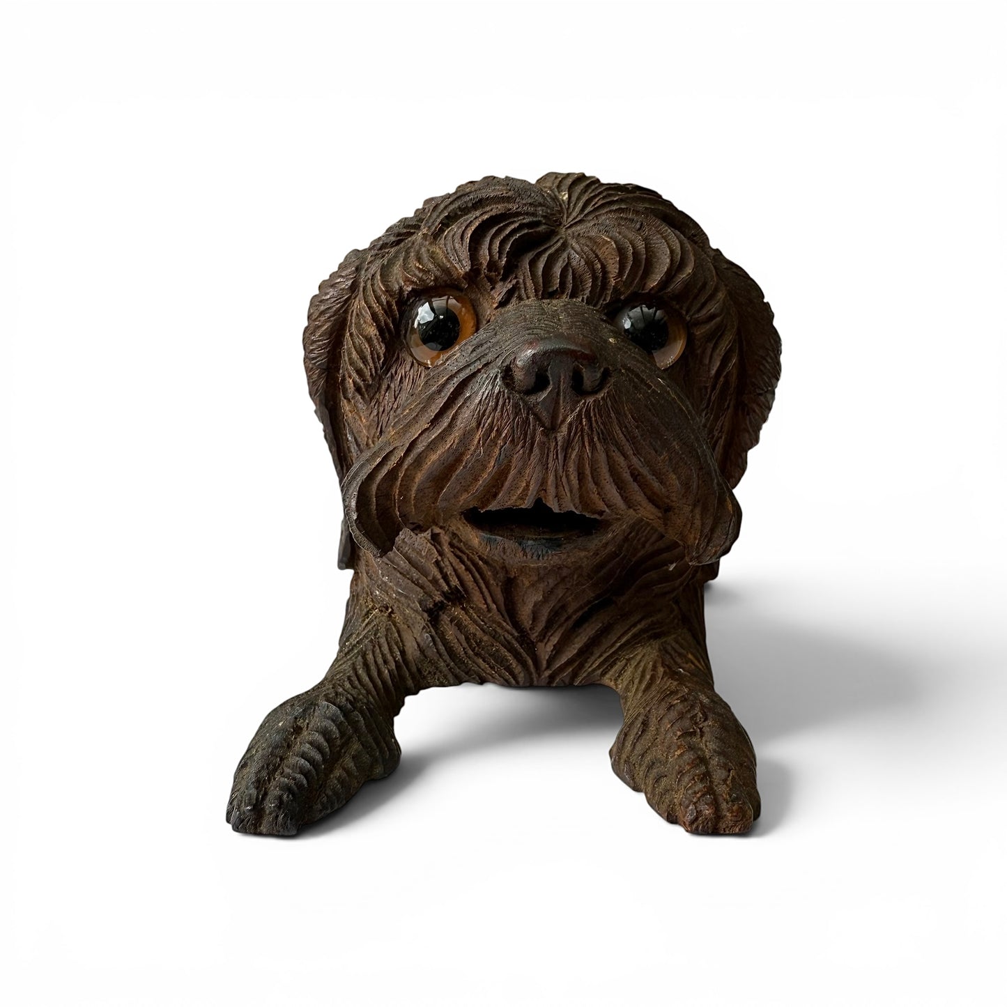 Late 19th Century Black Forest Hand-Carved Dog Inkwell