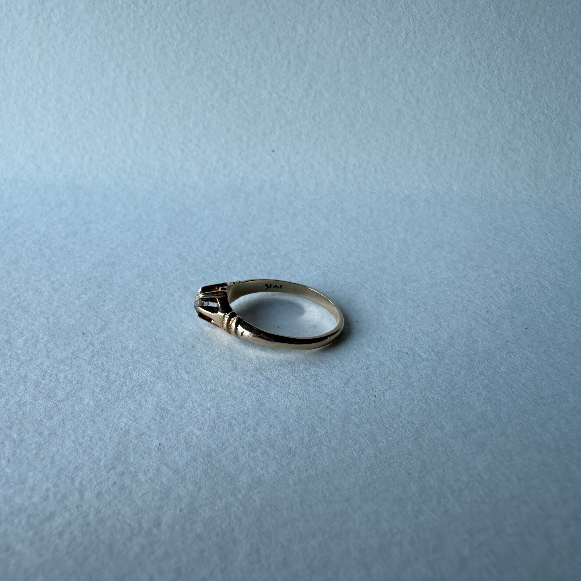 Victorian Belcher Ring 14k Gold .20 ct Old Mine Cut Diamond