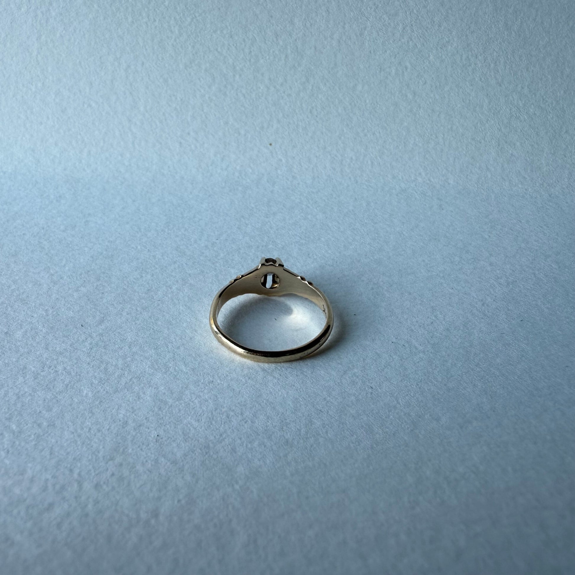 Victorian Belcher Ring 14k Gold .20 ct Old Mine Cut Diamond