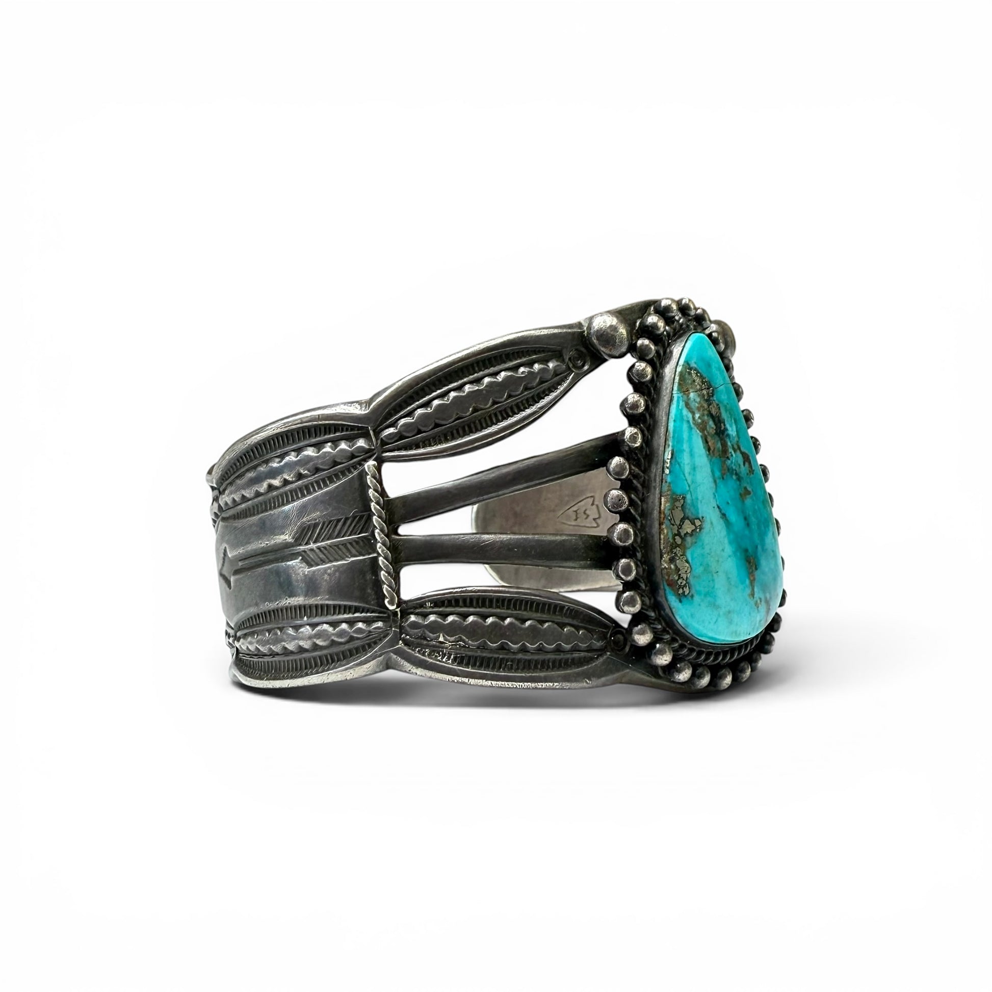 Vintage Sterling Silver & Turquoise Diné (Navajo) Bracelet